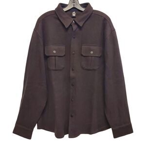 WOOLX Jacket WILDER Mens Large Brown Snap Flannel Shacket Merino Wool Outdoor